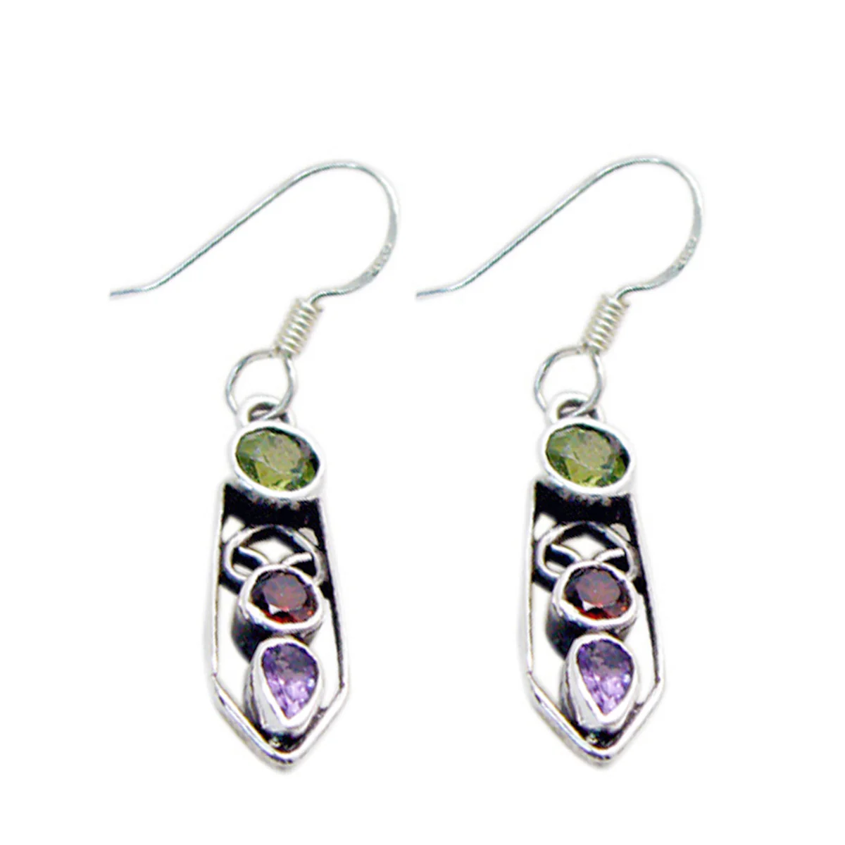 Multi Spanish Isla multiple Dangle multicolor Silver Earring