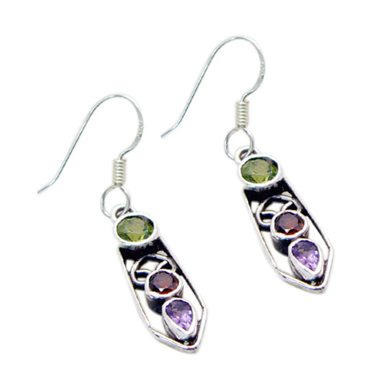 Multi Spanish Isla multiple Dangle multicolor Silver Earring - Image 2