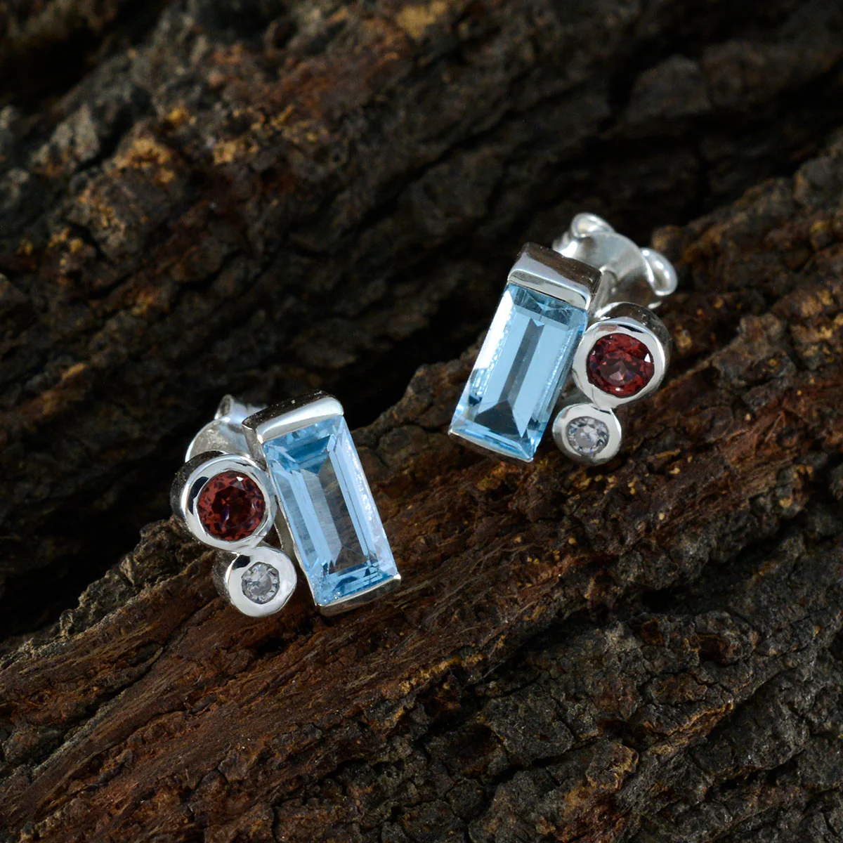 Multi Spanish María Trilogy Stud multicolor 925 Silver Earring - Image 3