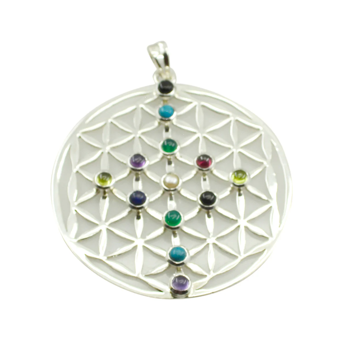 Multi Stone Chunky Spanish 925 Silver multiple Olivia antique multicolor Pendant Jewelry - Image 2
