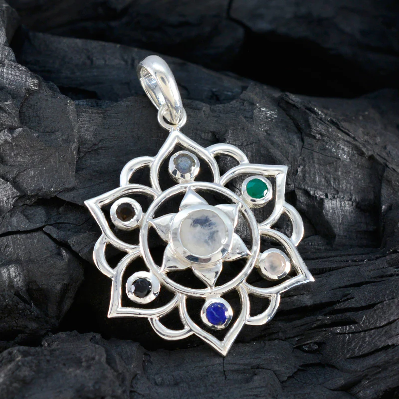 Multi Stone Classic American Silver Hepta Yasmin Rope-Wire multicolor Pendant Jewelry - Image 4
