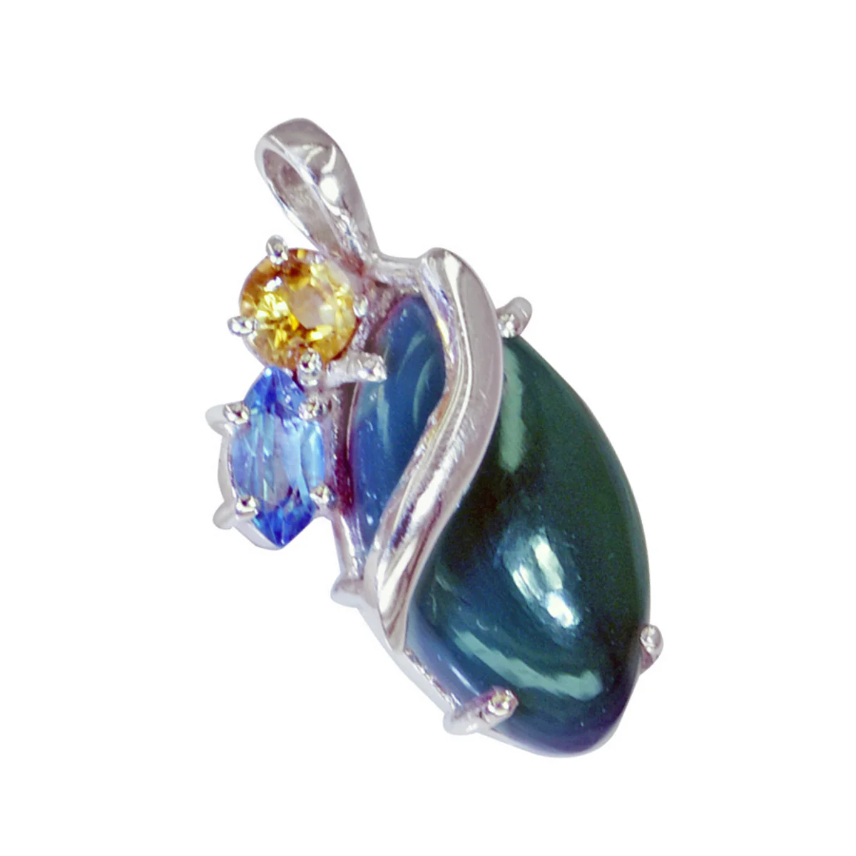 Multi Stone Classic American Silver Trilogy Pauline wedding multicolor Pendant Jewelry - Image 2