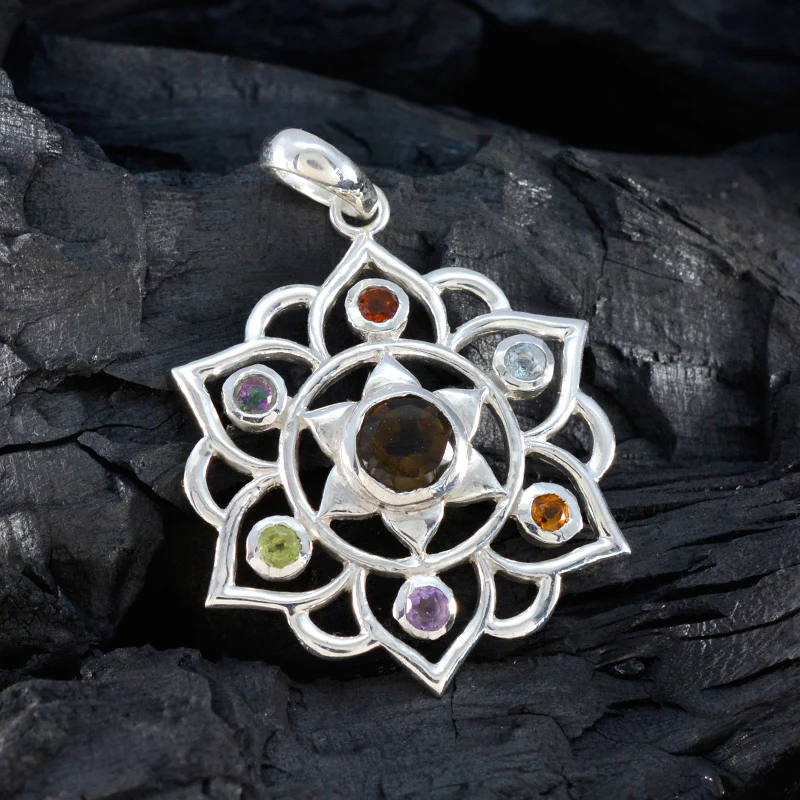 Multi Stone Classic Egyptian 925 Silver Hepta Victoria Rope-Wire multicolor Pendant Jewelry - Image 4
