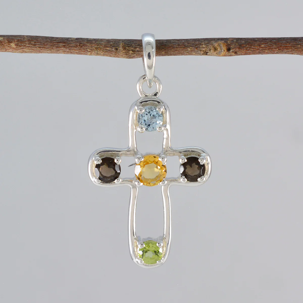 Multi Stone Dainty American 925 Silver quarter Eliza Love multicolor Pendant Jewelry - Image 2