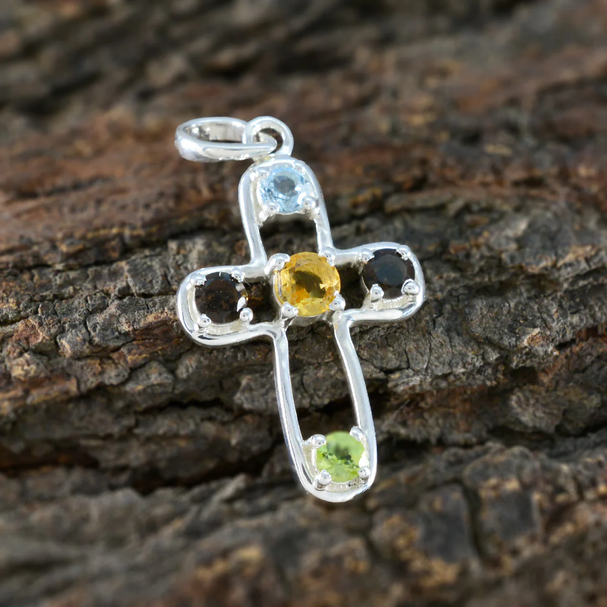 Multi Stone Dainty American 925 Silver quarter Eliza Love multicolor Pendant Jewelry - Image 3
