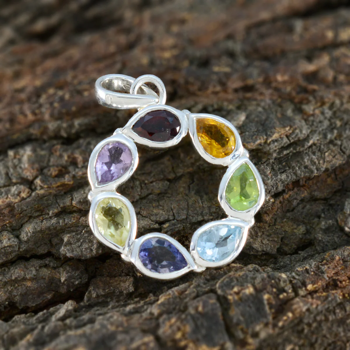Multi Stone Dainty American Sterling Silver Hepta Isabella Trendy multicolor Pendant Jewellery - Image 3