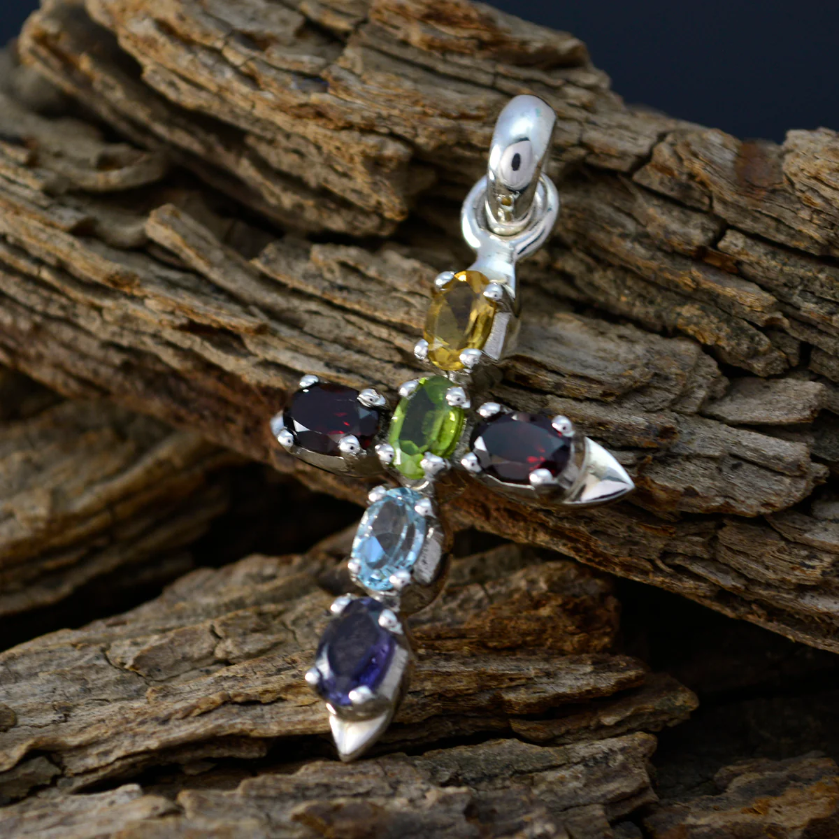 Multi Stone Dainty Latin American 92.5 Silver multiple Laura Luxurious multicolor Pendant Jewellery - Image 3