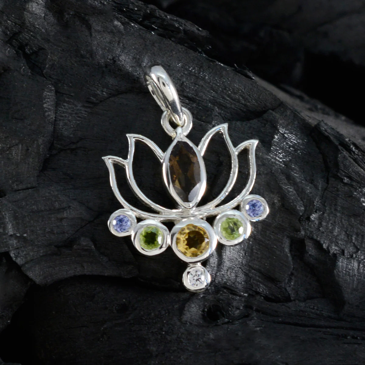 Multi Stone Dainty Latin American 925 Silver Hepta Mariana Rope-Wire multicolor Pendant Jewelry - Image 3