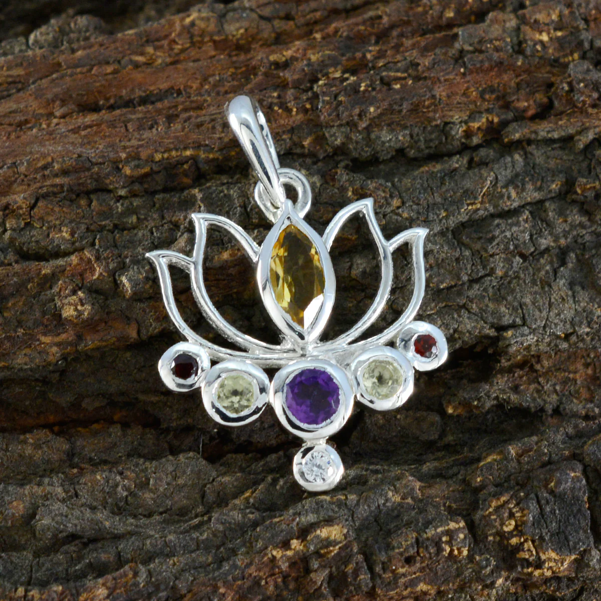 Multi Stone Dainty Latin American 925 Silver Hepta Paula Rope-Wire multicolor Pendant Jewelry - Image 2