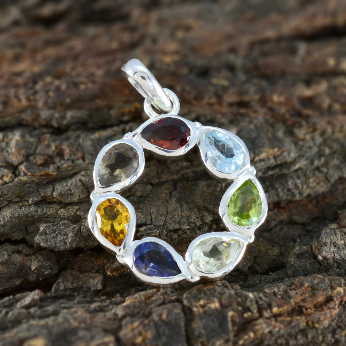 Multi Stone Dainty Latin American Silver Hepta Hazel Eternity multicolor Pendant Jewelry - Image 3