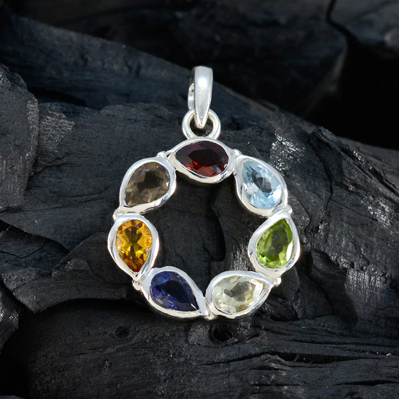 Multi Stone Dainty Latin American Silver Hepta Hazel Eternity multicolor Pendant Jewelry - Image 4