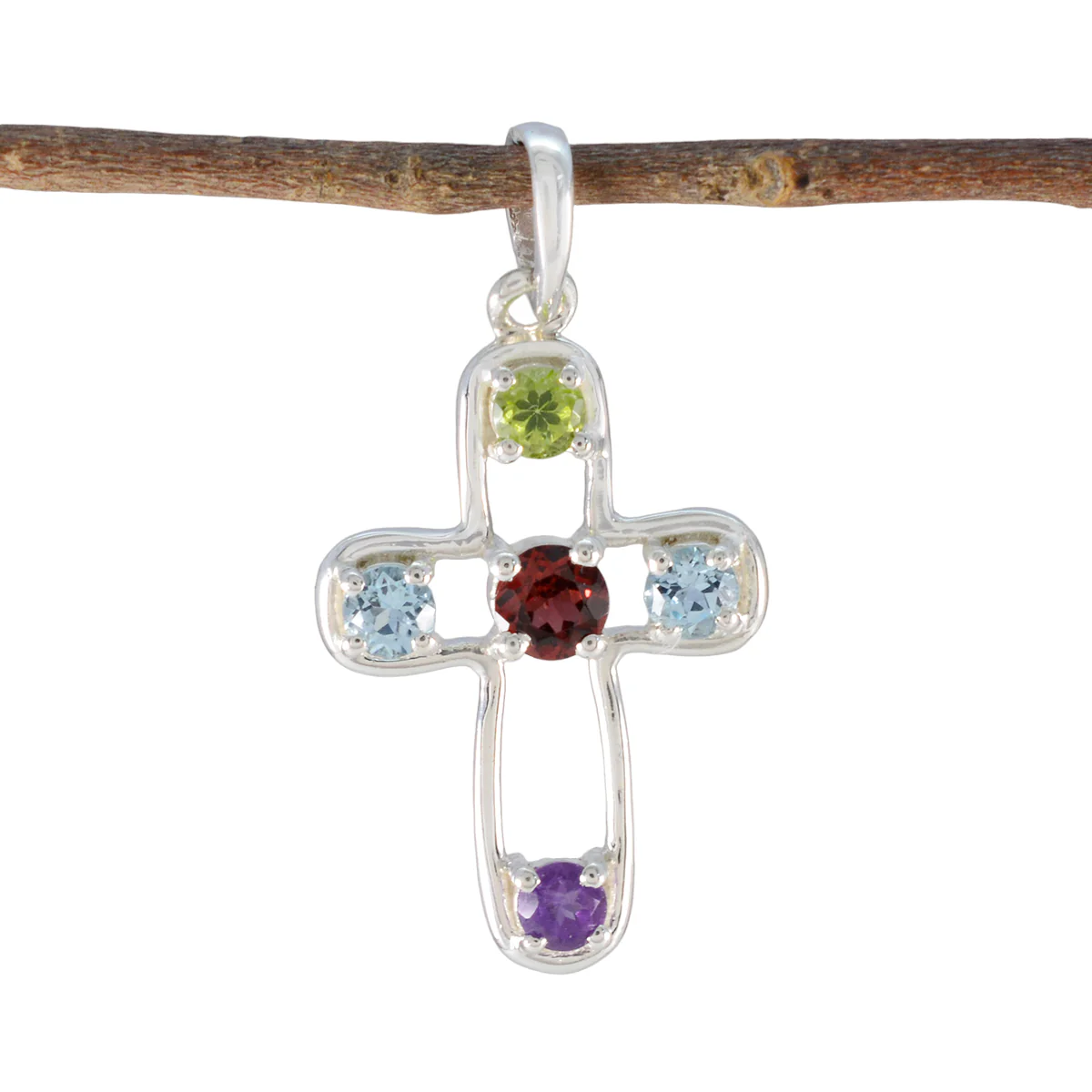 Multi Stone Dainty Latin American Sterling Silver quarter Chloe Heart multicolor Pendant Jewellery
