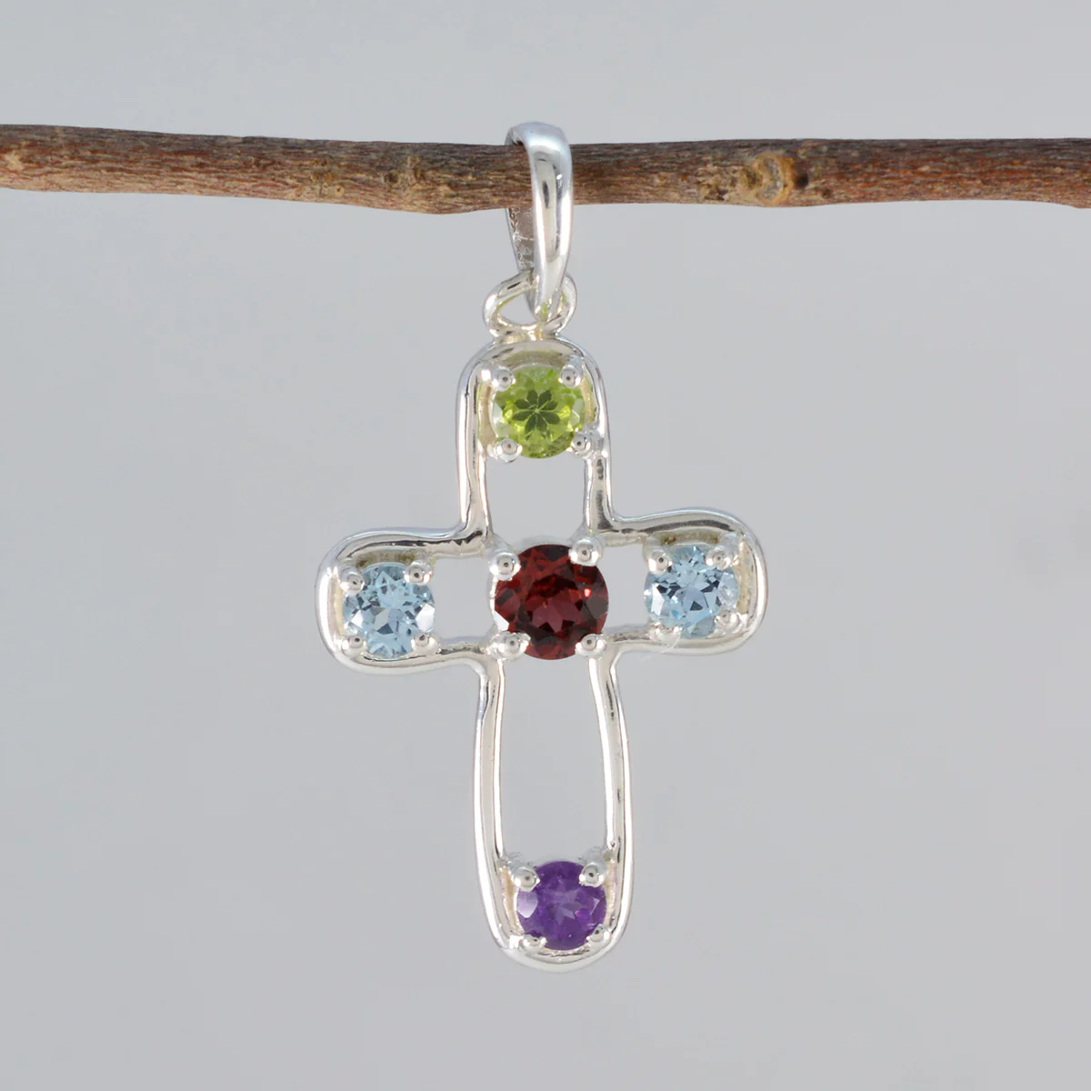 Multi Stone Dainty Latin American Sterling Silver quarter Chloe Heart multicolor Pendant Jewellery - Image 2