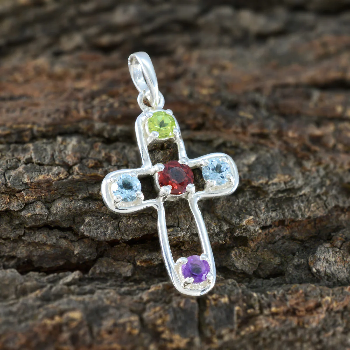 Multi Stone Dainty Latin American Sterling Silver quarter Chloe Heart multicolor Pendant Jewellery - Image 3