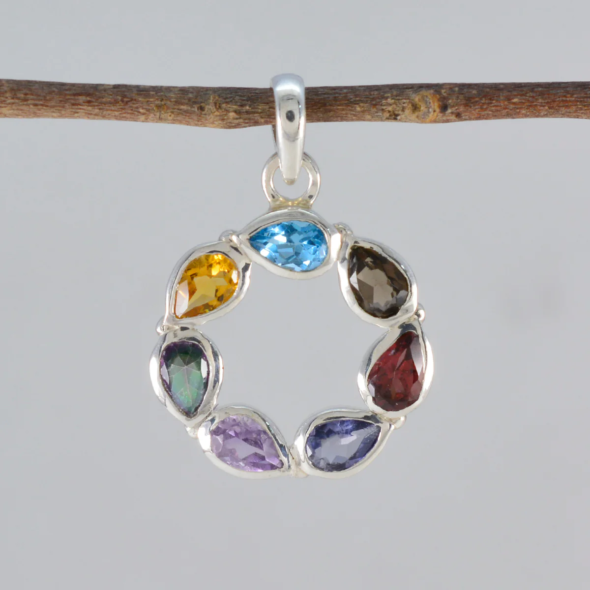 Multi Stone Dainty Mexican 925 Silver Hepta Isabelle Love multicolor Pendant Jewelry - Image 2