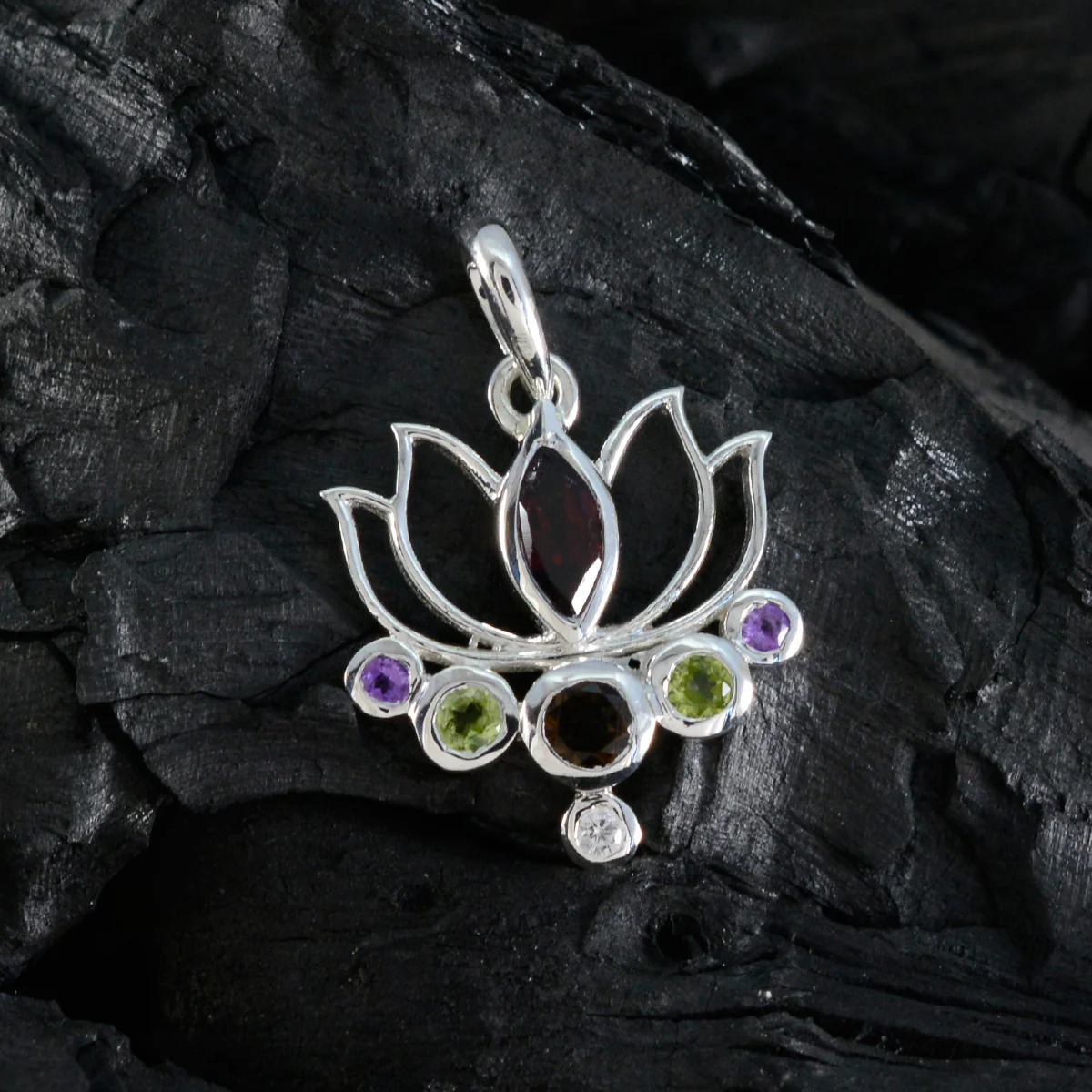Multi Stone Dainty Moroccan 925 Silver Hepta Alina Rope-Wire multicolor Pendant Jewelry - Image 3