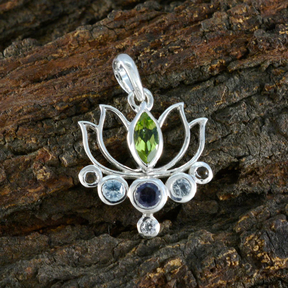 Multi Stone Dainty Turkish 92.5 Silver Hepta Nayara Rope-Wire multicolor Pendant Jewellery - Image 2