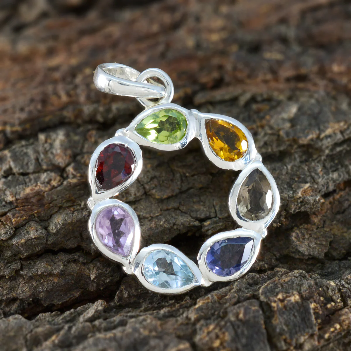 Multi Stone Dainty Turkish 925 Silver Hepta Lili Armor multicolor Pendant Jewelry - Image 3