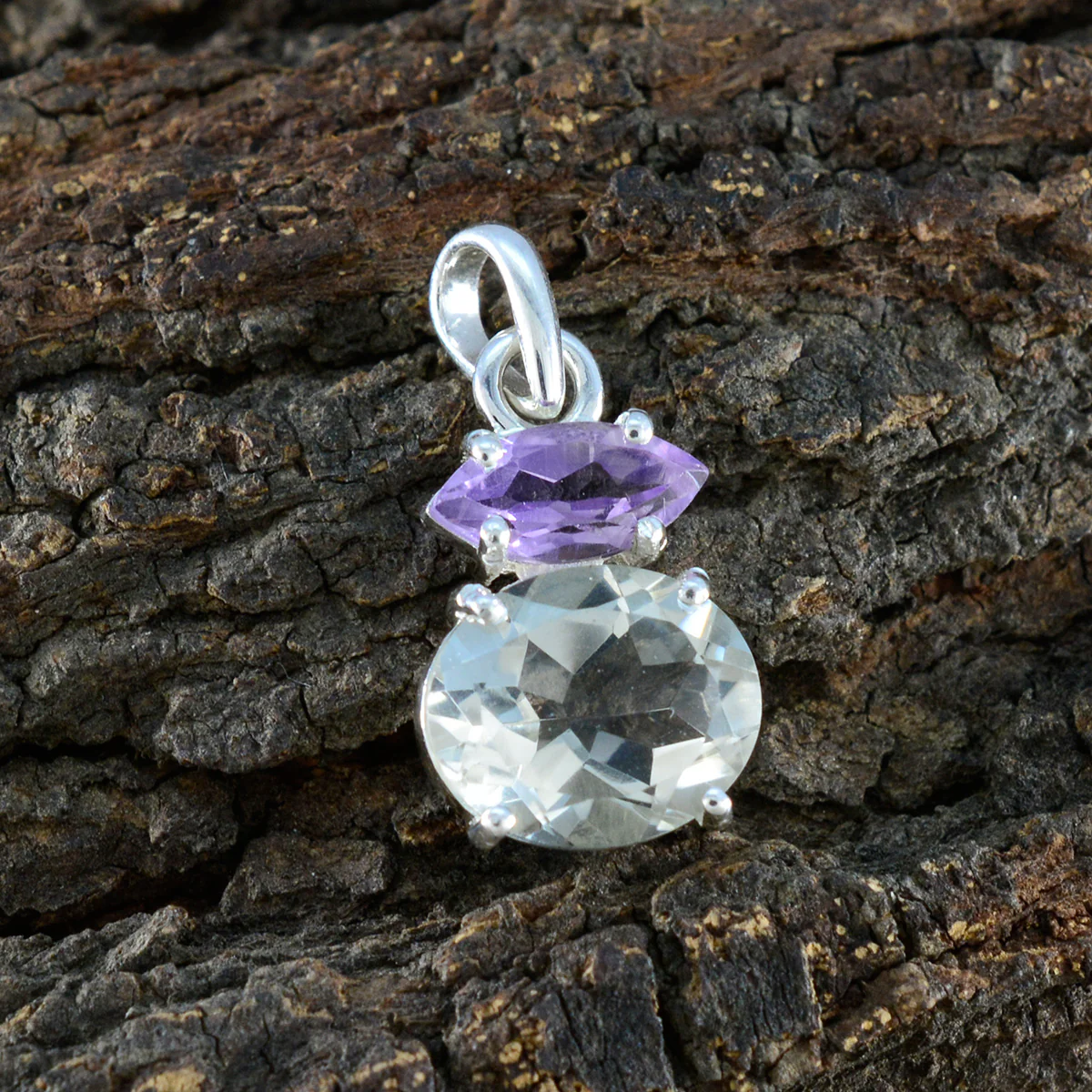 Multi Stone Delicate American 925 Silver Toi et Moi Yasmin Abstract multicolor Pendant Jewelry - Image 3