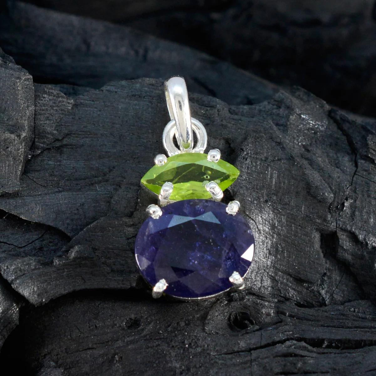 Multi Stone Delicate Egyptian Silver Toi et Moi Zoe Modern multicolor Pendant Jewelry - Image 4