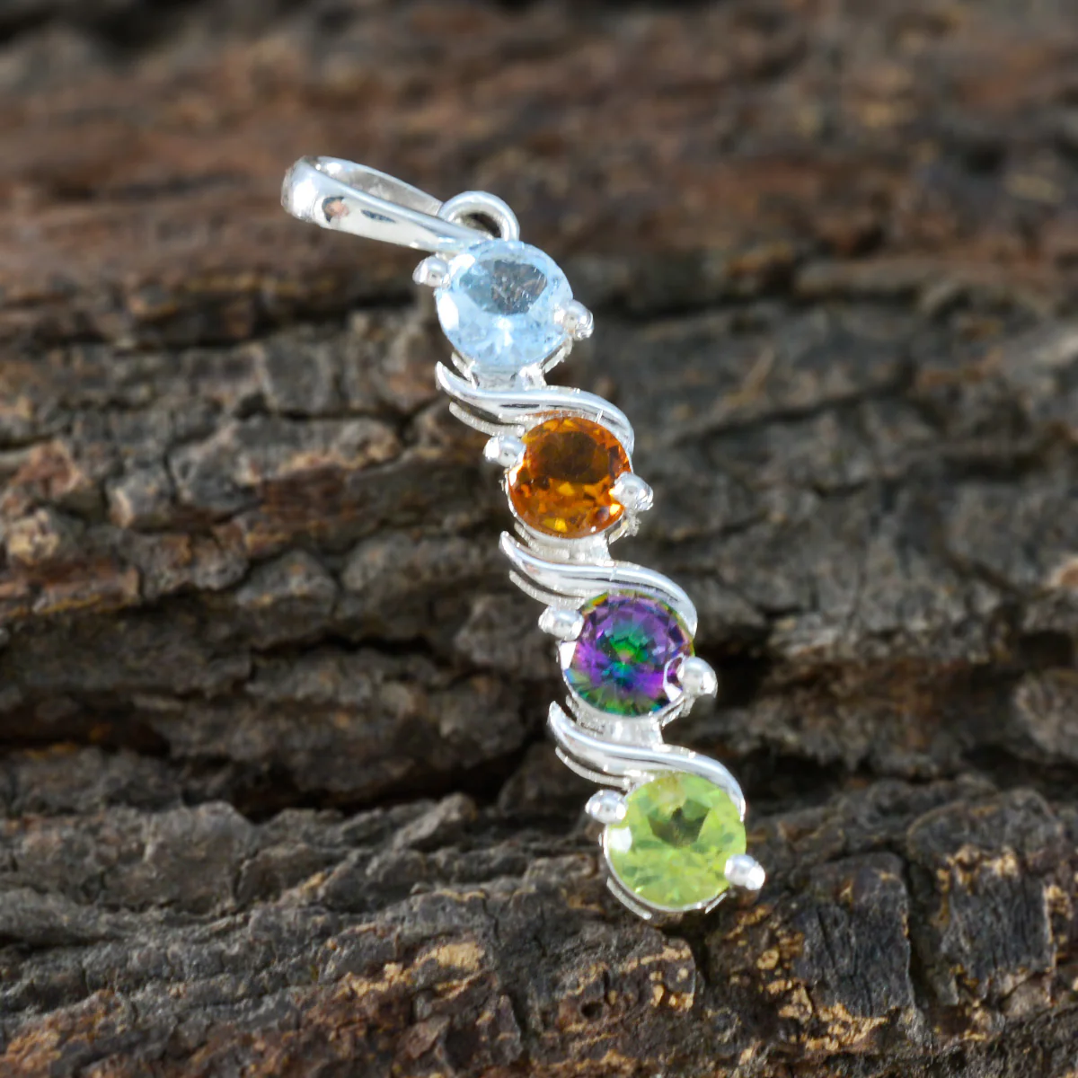 Multi Stone Delicate Russian 92.5 Silver quarter Violet valentine multicolor Pendant Jewellery - Image 3