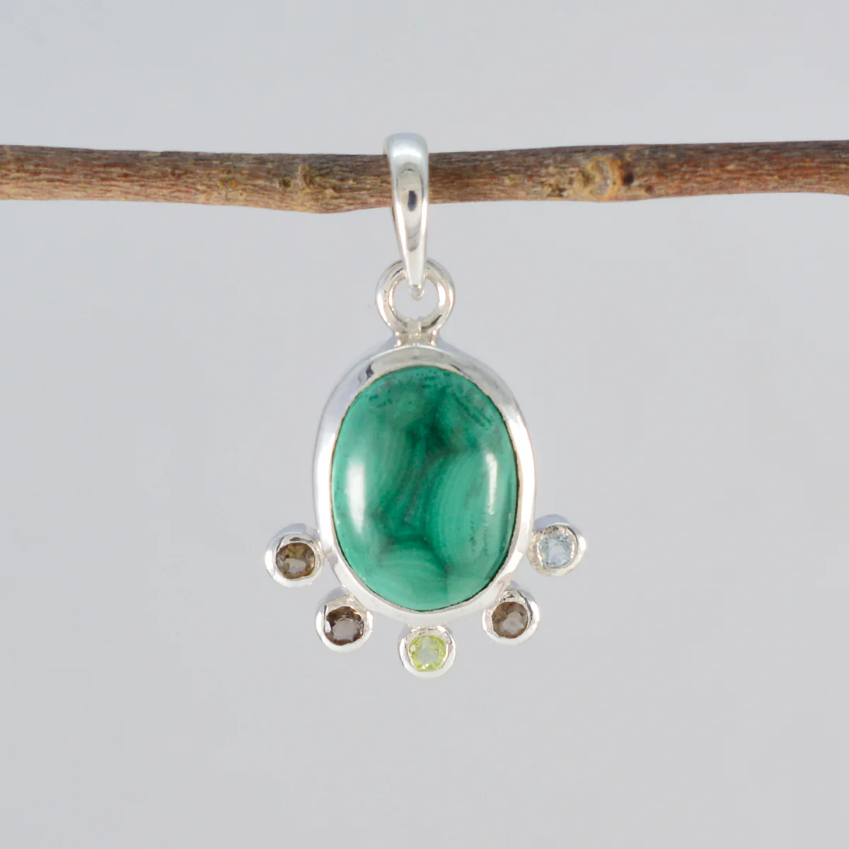 Multi Stone Delicate Russian 925 Silver Hexa Emilia propsel multicolor Pendant Jewelry - Image 2
