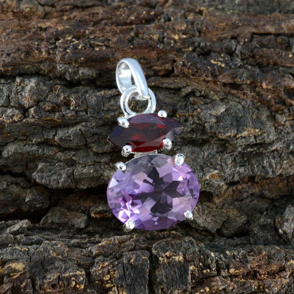 Multi Stone Delicate Russian 925 Silver Toi et Moi Yasmin Eternity multicolor Pendant Jewelry - Image 3