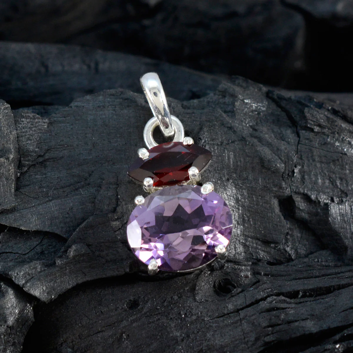 Multi Stone Delicate Russian 925 Silver Toi et Moi Yasmin Eternity multicolor Pendant Jewelry - Image 4
