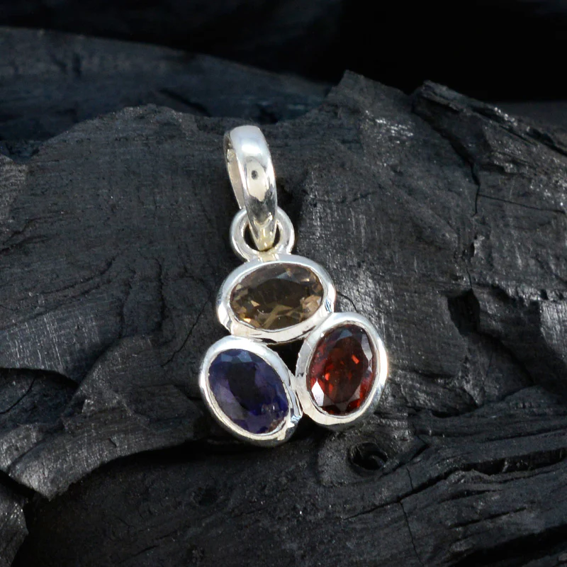Multi Stone Elegant Japanese Silver Trilogy Ji-eun Sophisticated multicolor Pendant Jewelry - Image 4