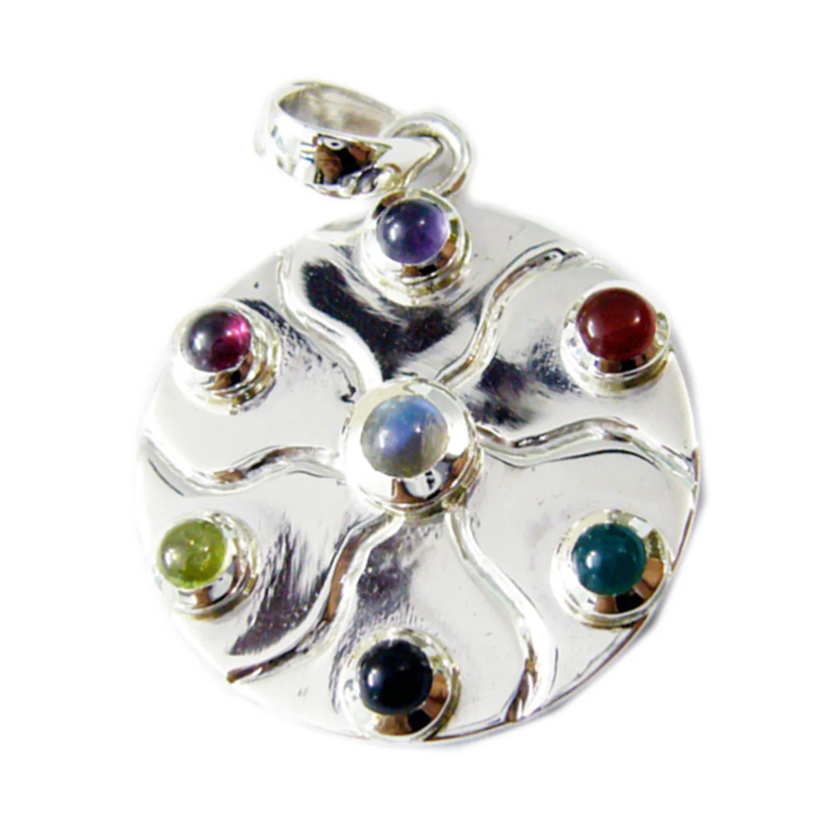 Multi Stone Essential Latin American 92.5 Silver Hepta Pauline Engagement multicolor Pendant Jewellery - Image 2
