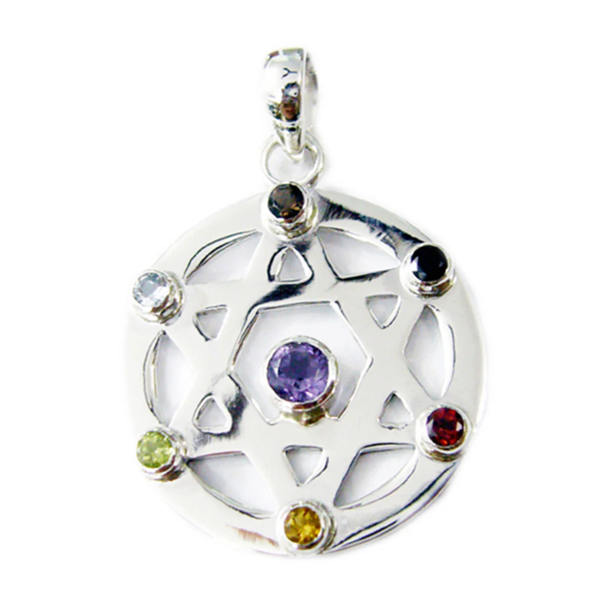 Multi Stone Essential Russian Silver Hepta Penelope wedding multicolor Pendant Jewelry - Image 2