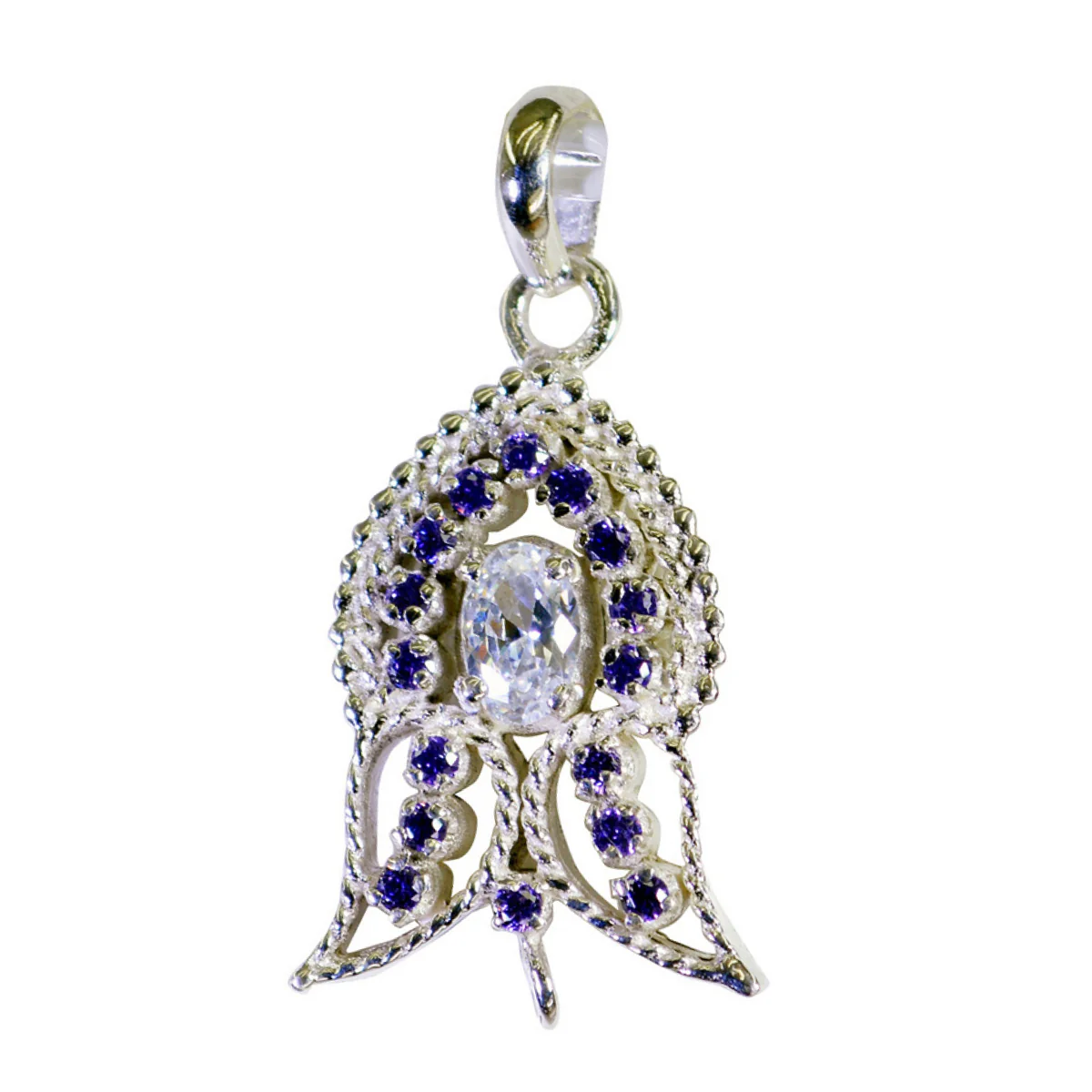 Multi Stone Eye-catching African Sterling Silver multiple Pilar wedding multicolor Pendant Jewellery