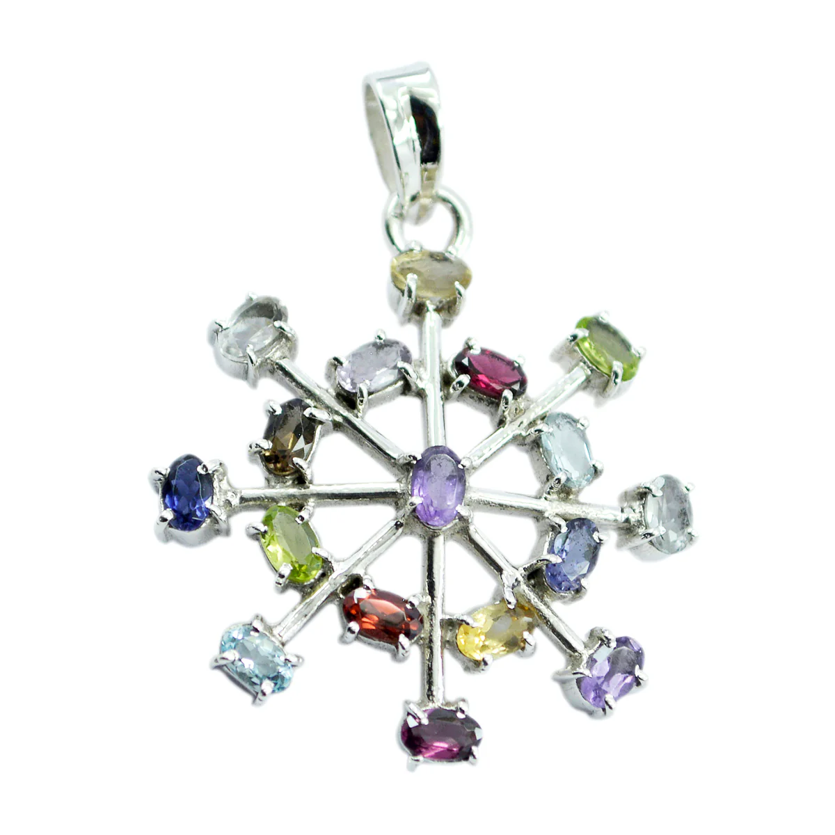 Multi Stone Eye-catching Moroccan Sterling Silver multiple Ivana valentine multicolor Pendant Jewellery - Image 2