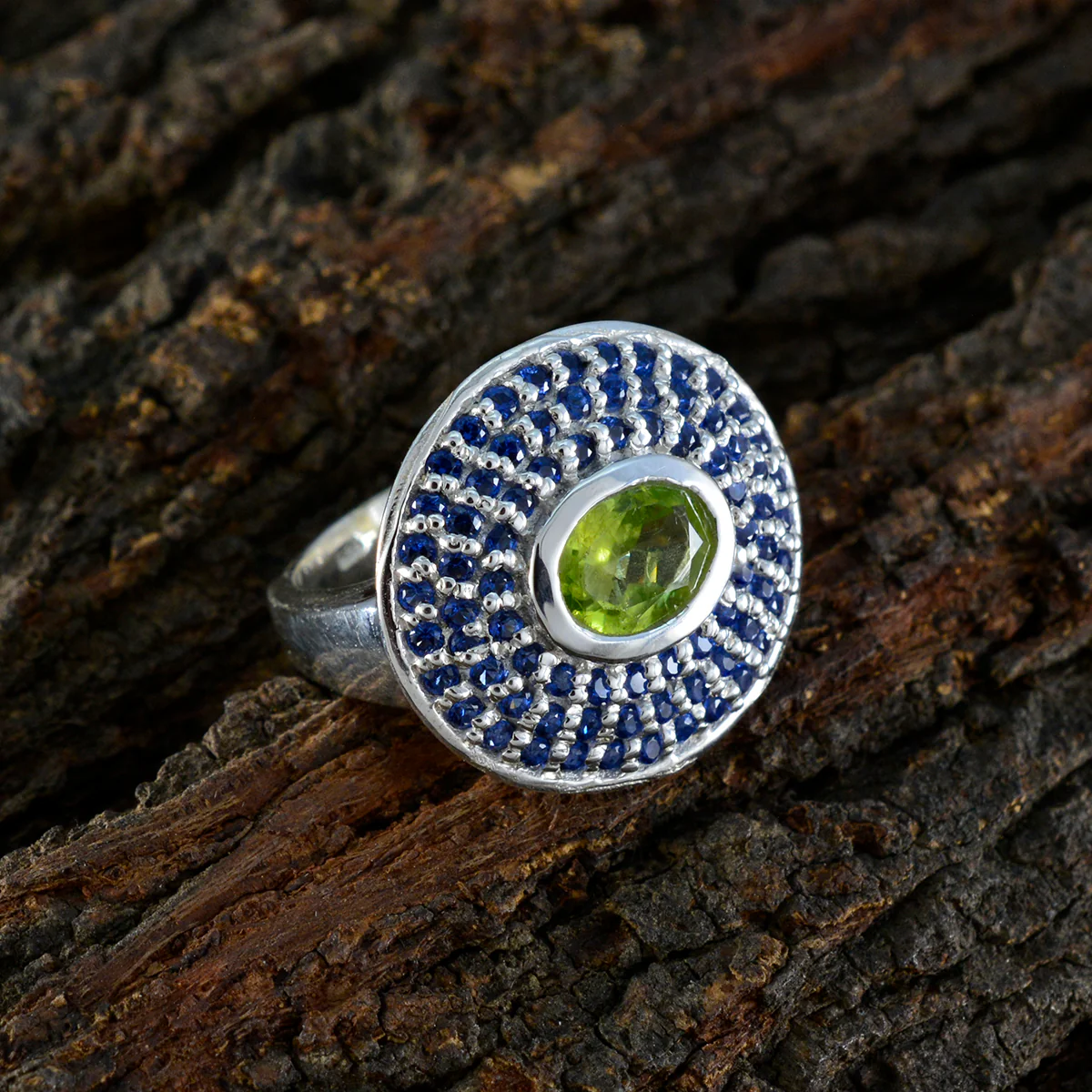Multi Stone Halo Indian Silver multicolor Gems Eye-catching Cocktail Ring Jewellery - Image 3