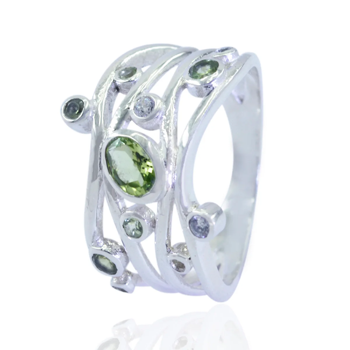 Multi Stone multiple African 925 Silver multicolor Gems Mid-weight Feminine Ring Jewelry - Image 3