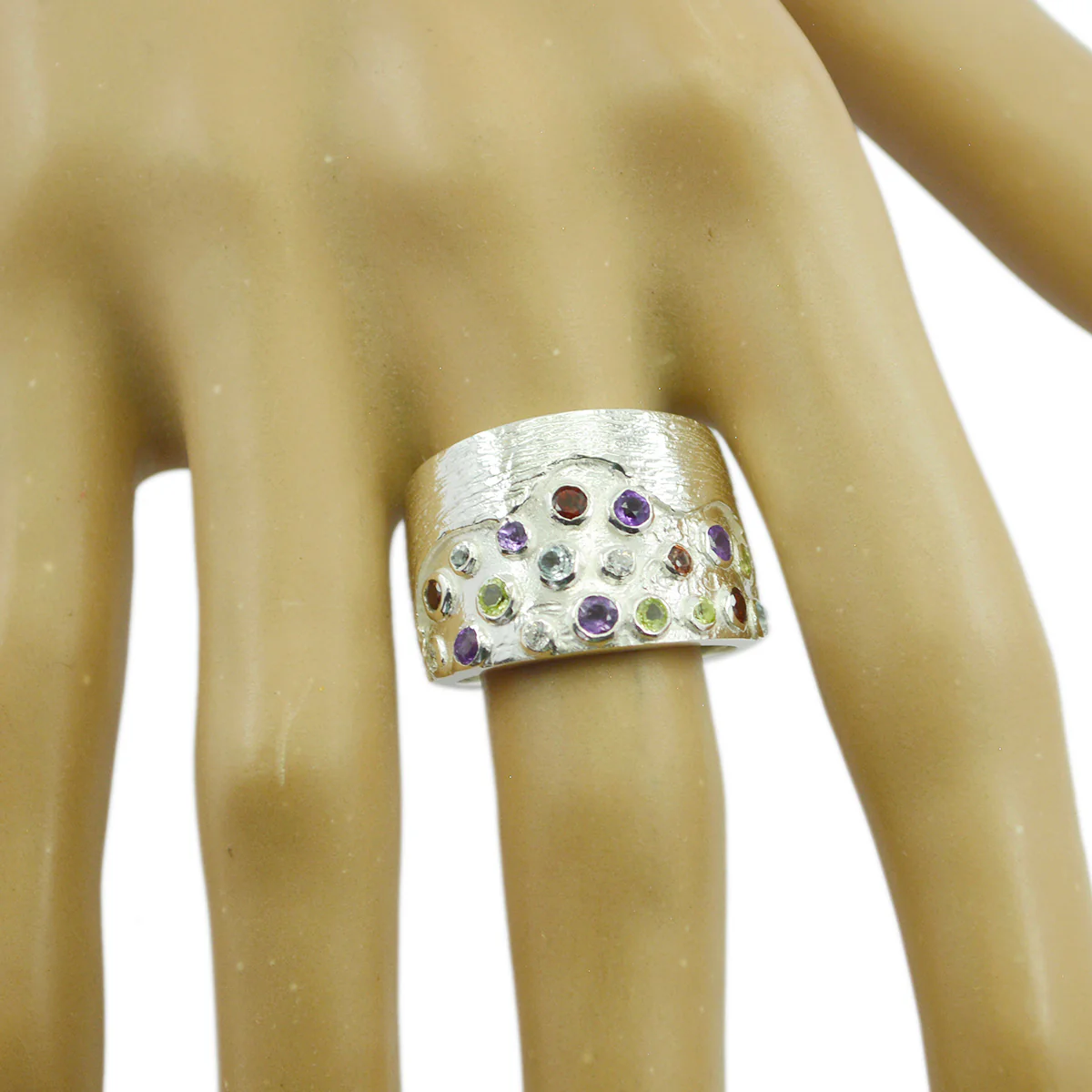 Multi Stone multiple African 925 Silver multicolor Gemstones Essential Cocktail Ring Jewelry - Image 2