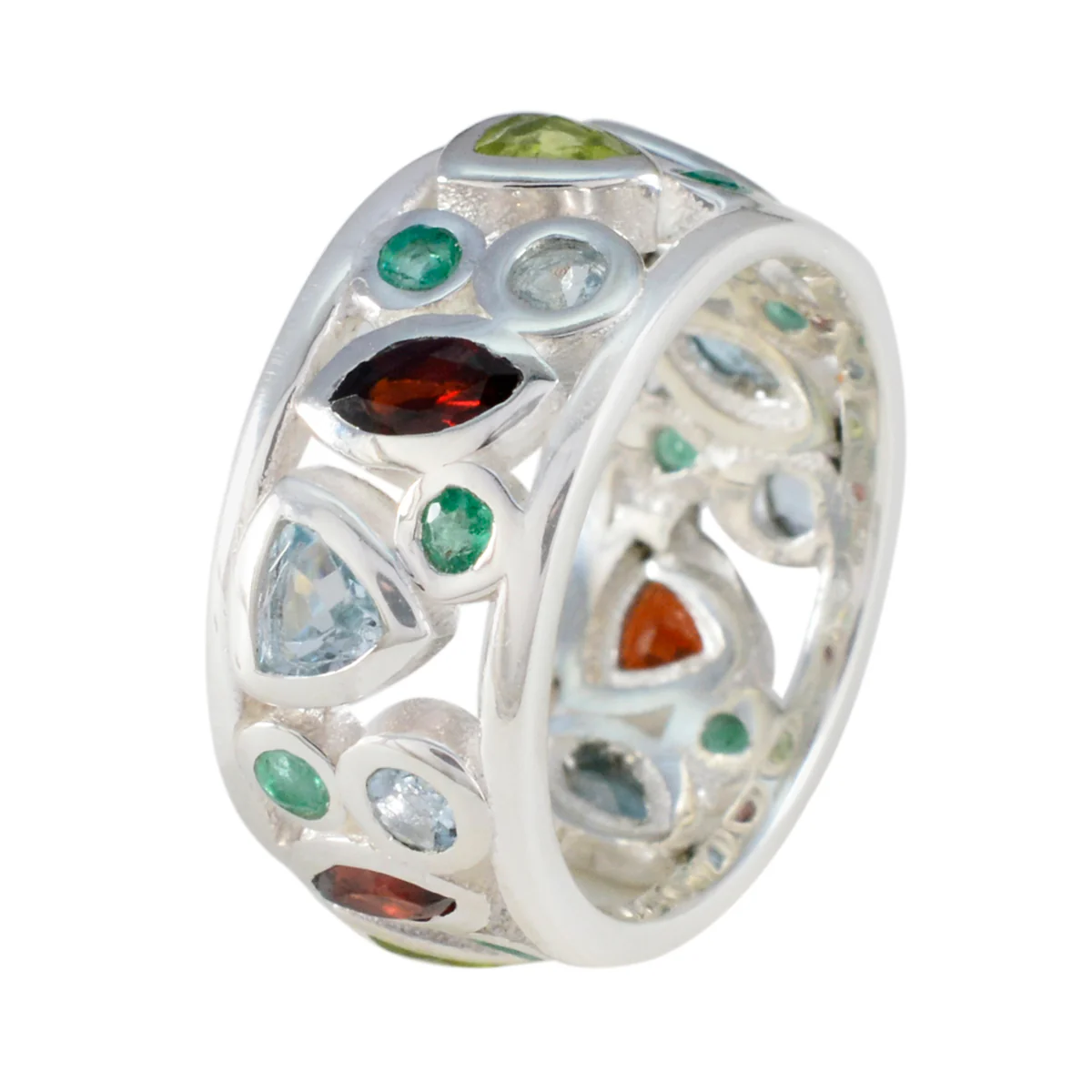 Multi Stone multiple German Silver multicolor Gems Essential Eternity Band Jewellery - Image 2