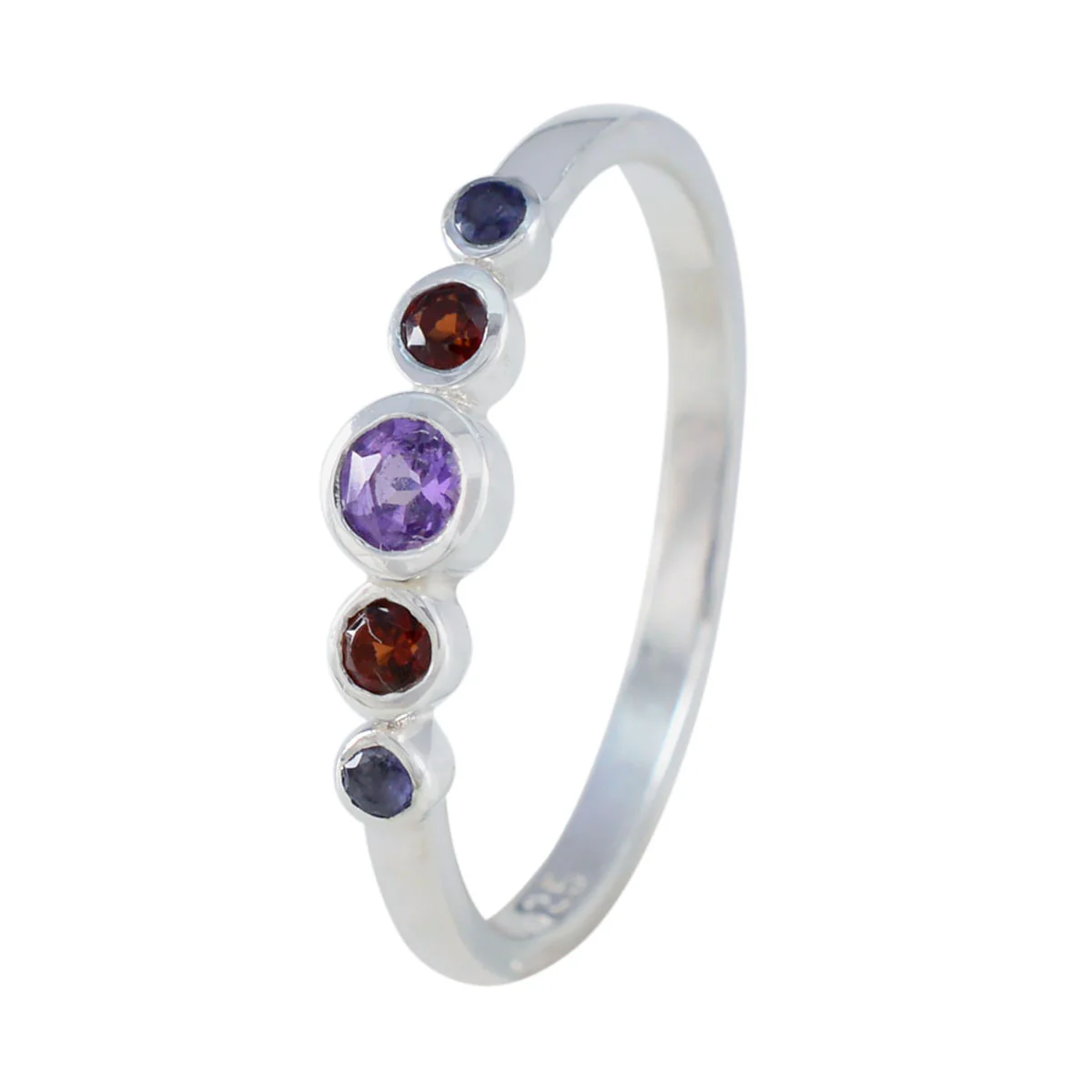 Multi Stone Penta American 925 Sterling Silver multicolor Gemstone Elegant  Feminine Ring Jewelry - Image 2