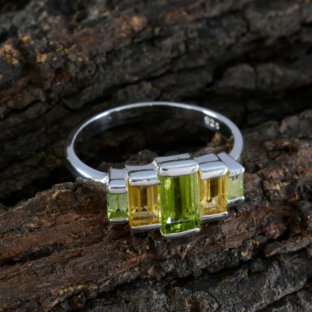Multi Stone Penta Japanese Silver multicolor Gemstone Whisper-thin Sophisticated Ring Jewellery - Image 3