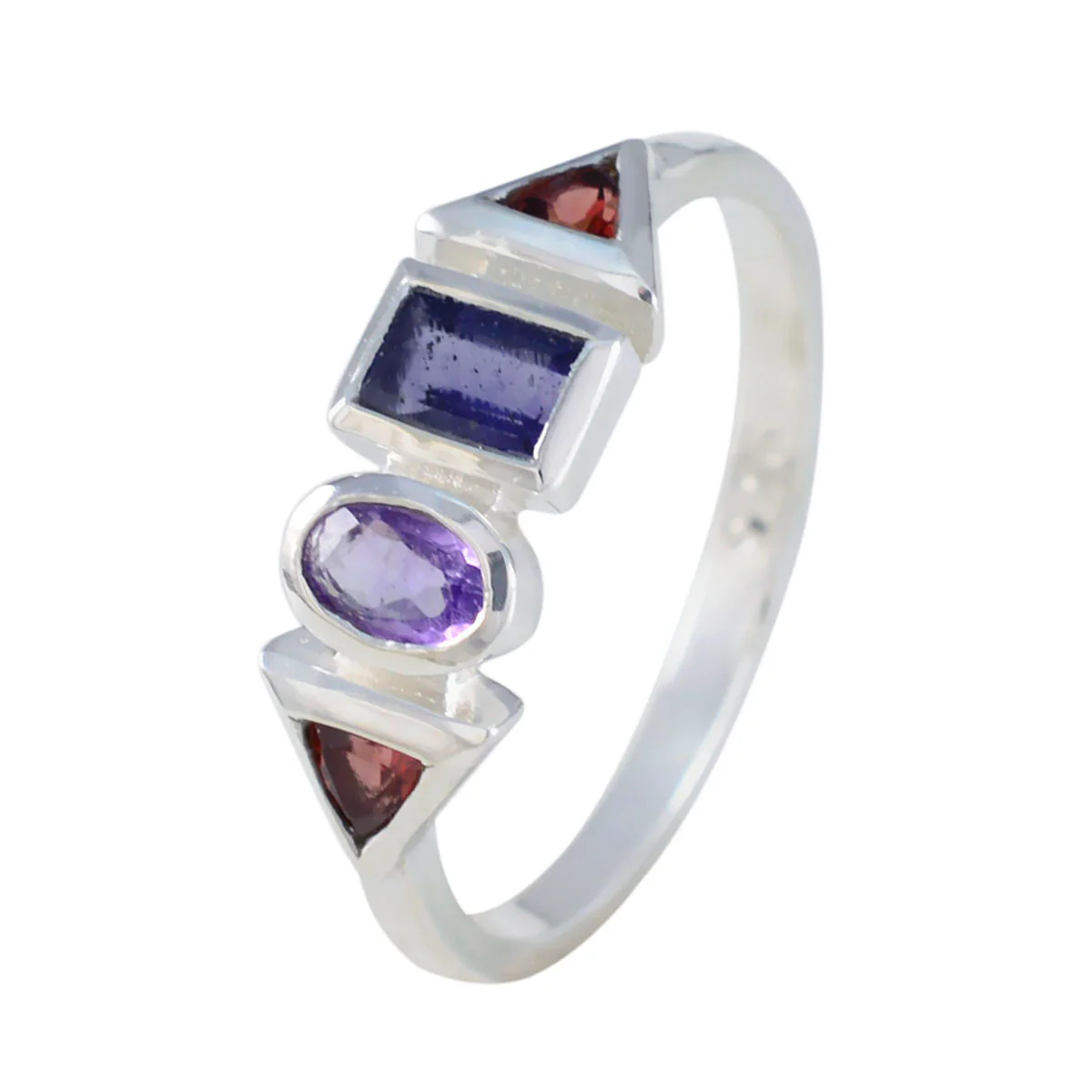 Multi Stone quarter Japanese 92.5 Silver multicolor Gemstone Delicate Trendy Ring Jewelry - Image 2