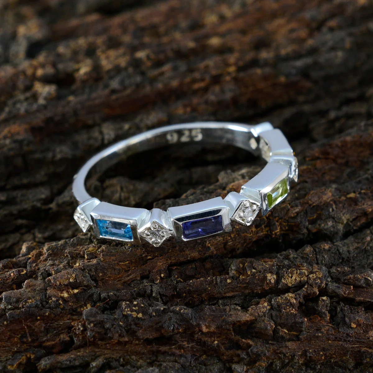 Multi Stone quarter Korean 925 Silver multicolor Gemstone Dainty Trendy Band Jewellery - Image 3