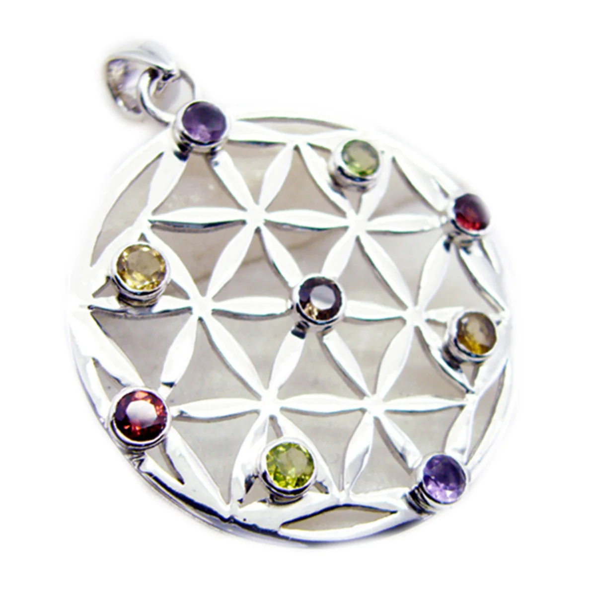 Multi Stone Statement Spanish 92.5 Silver Navratna Isabel antique multicolor Pendant Jewellery - Image 2