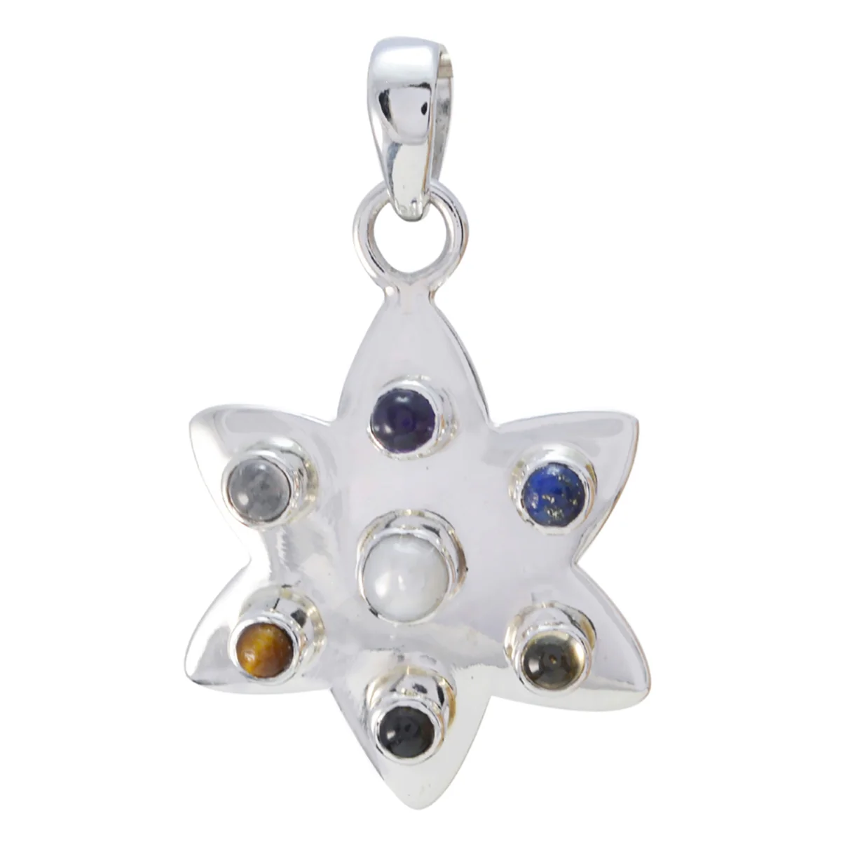 Multi Stone Tiny Egyptian 92.5 Silver Hepta Anna Modern multicolor Pendant Jewellery