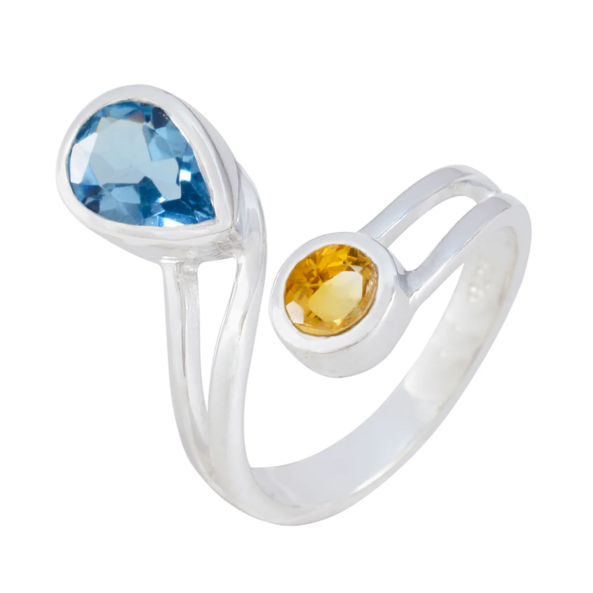 Multi Stone Toi et Moi African Sterling Silver multicolor Gemstones Tiny Boho Ring Jewelry - Image 2