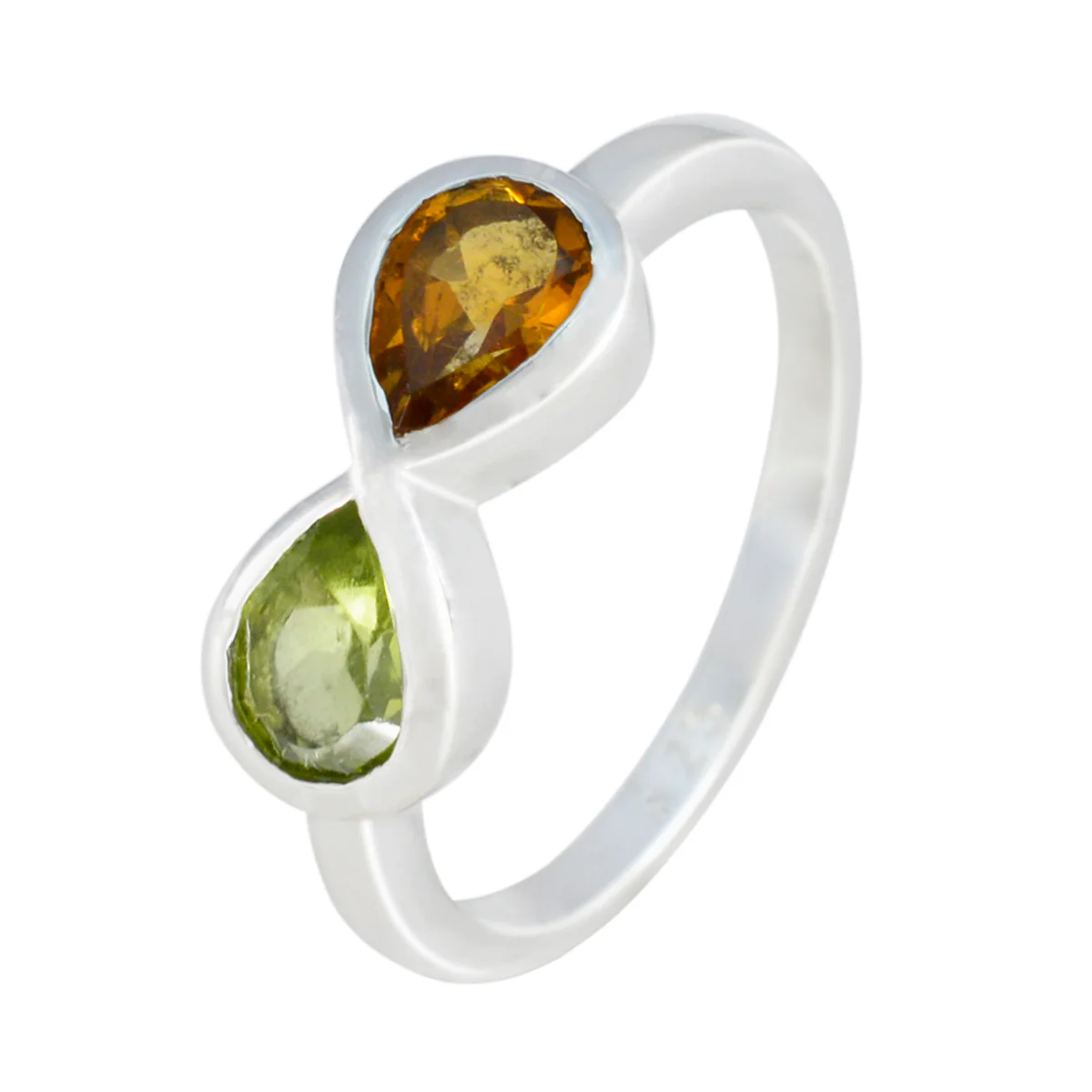 Multi Stone Toi et Moi American Sterling Silver multicolor Gemstones Dainty Boho Ring Jewelry - Image 2