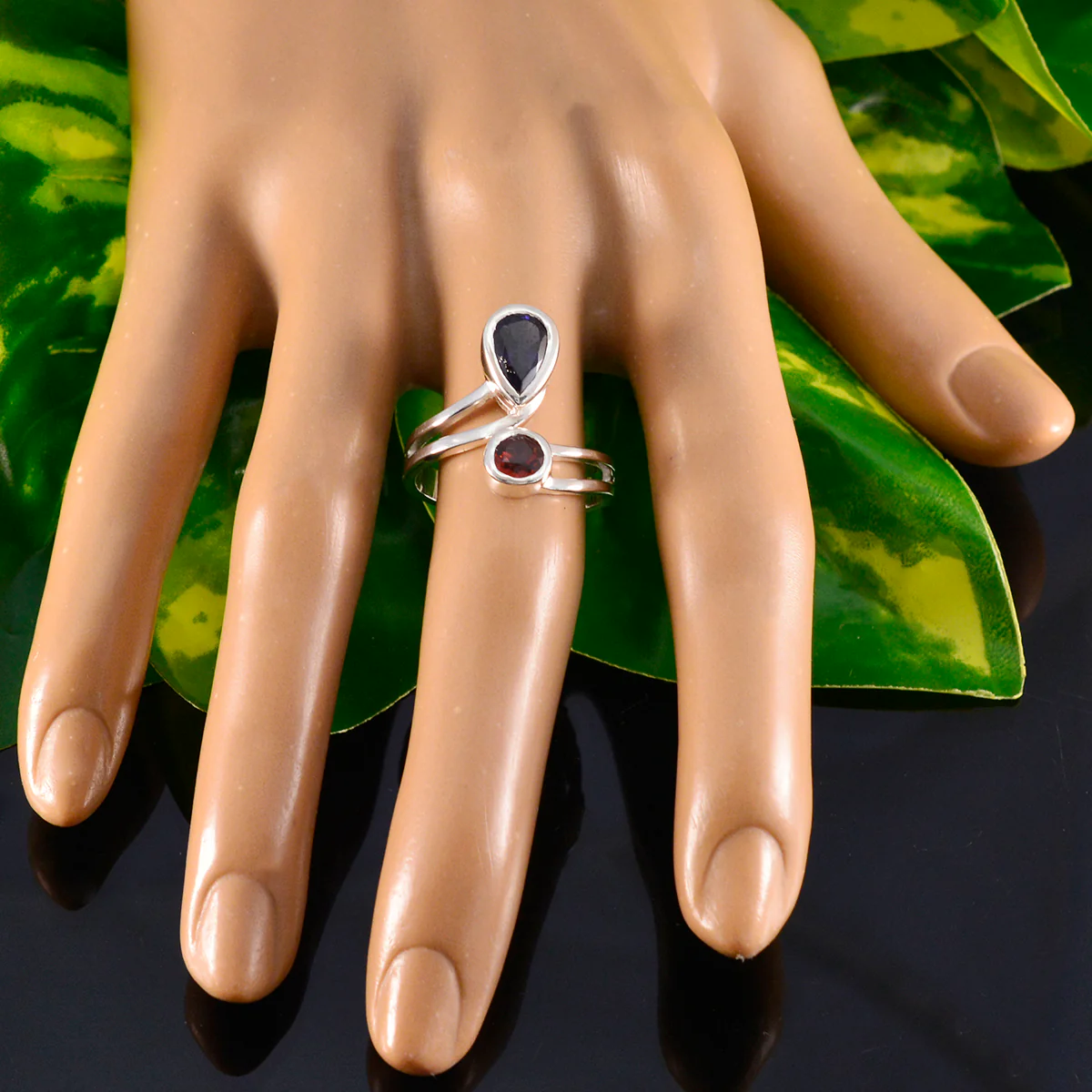 Multi Stone Toi et Moi Indian Sterling Silver multicolor Gemstones Tiny Cultural Ring Jewellery - Image 5