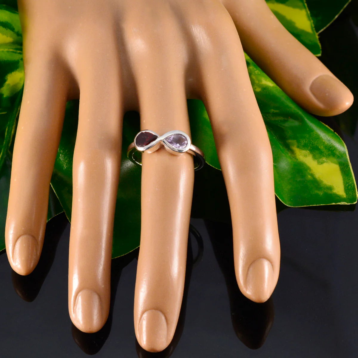 Multi Stone Toi et Moi Japanese Sterling Silver multicolor Gemstone Dainty Graceful Ring Jewelry - Image 5