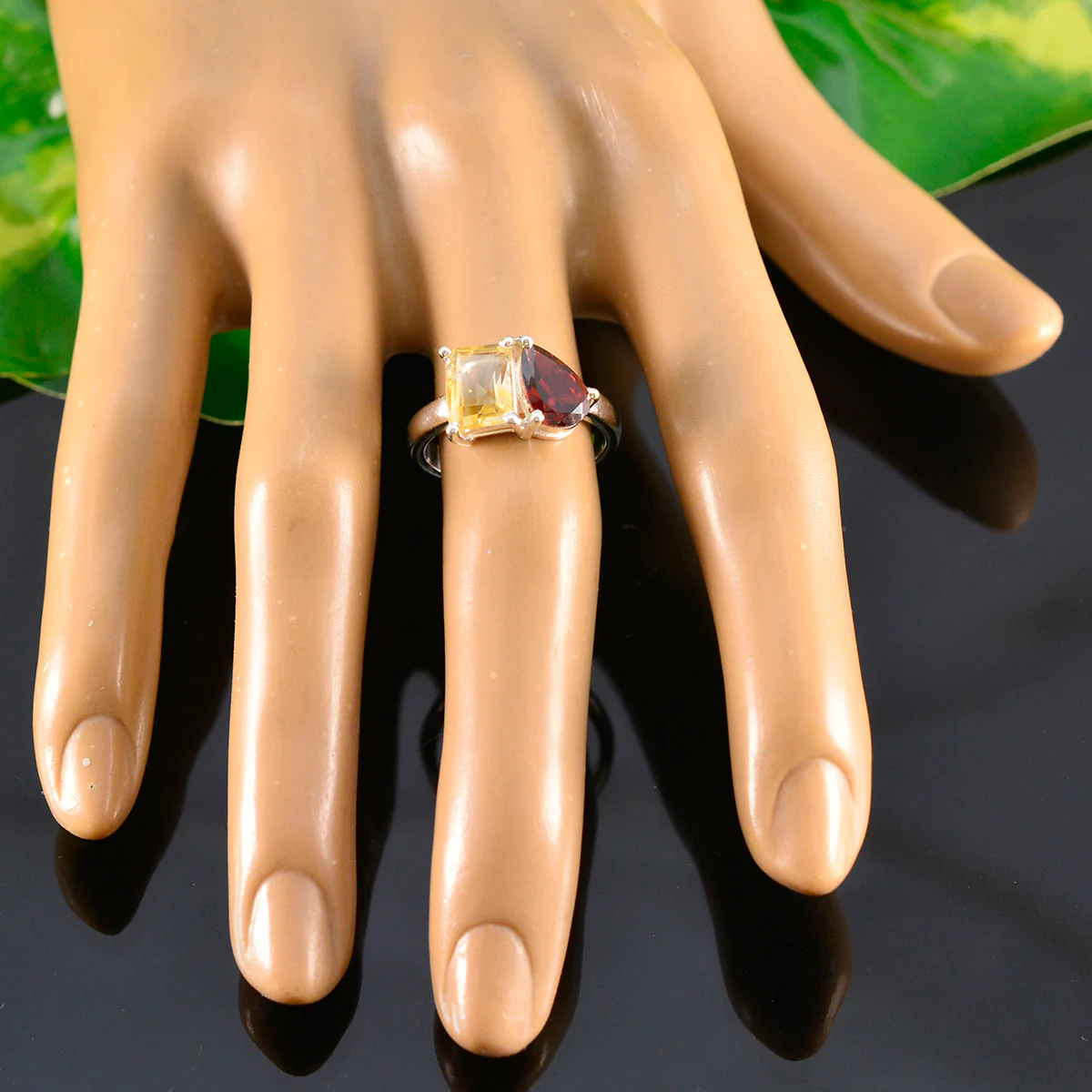 Multi Stone Toi et Moi Korean 925 Silver multicolor Gems Whisper-thin Modern Ring Jewelry - Image 5