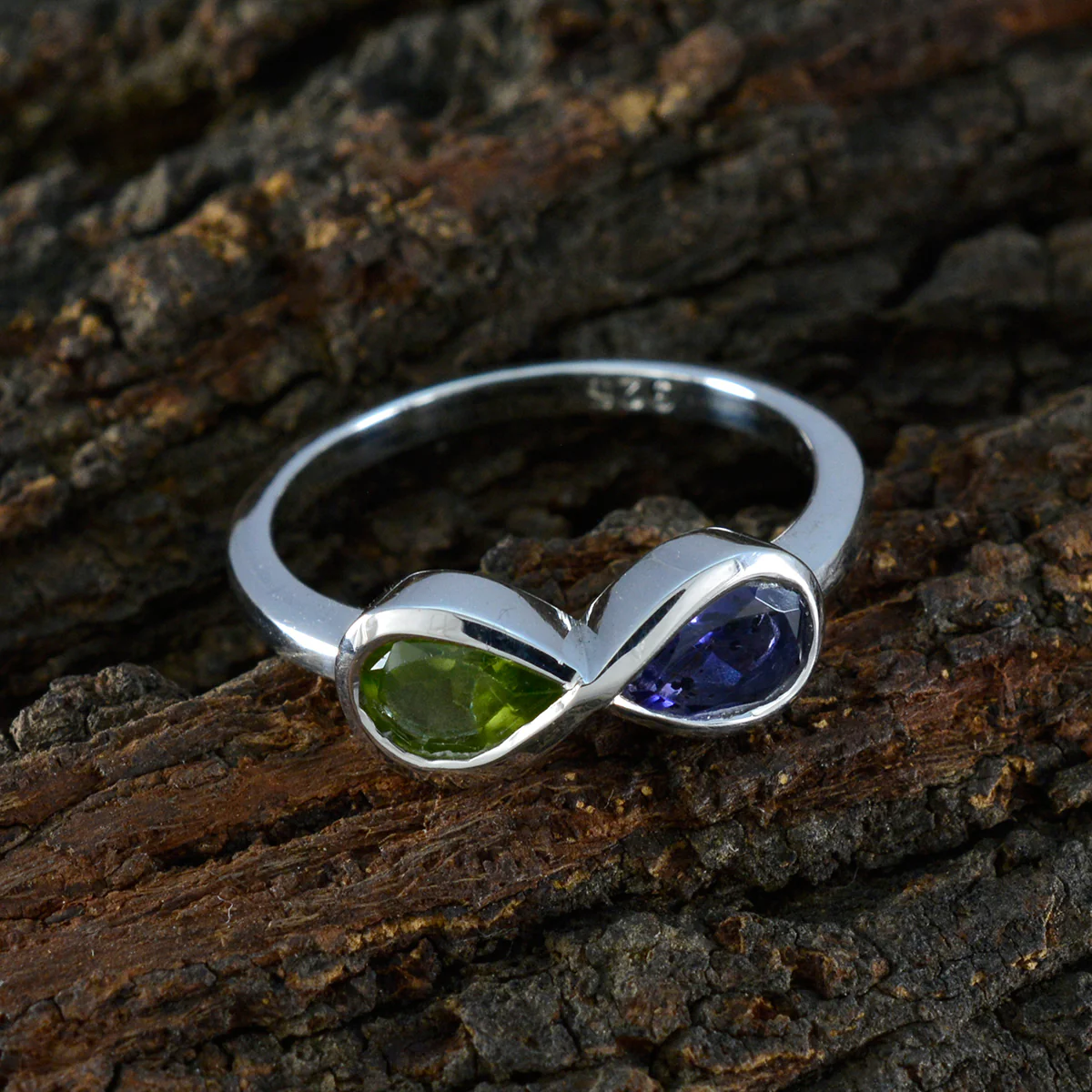 Multi Stone Toi et Moi Korean Silver multicolor Gems Dainty Feminine Ring Jewellery - Image 3