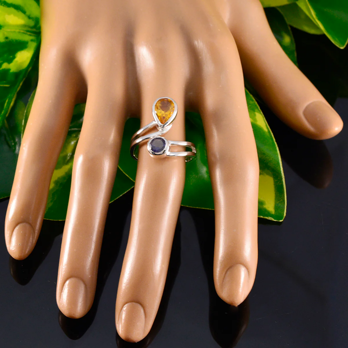 Multi Stone Toi et Moi Russian 92.5 Silver multicolor Gemstone Tiny Artisan Ring Jewellery - Image 5